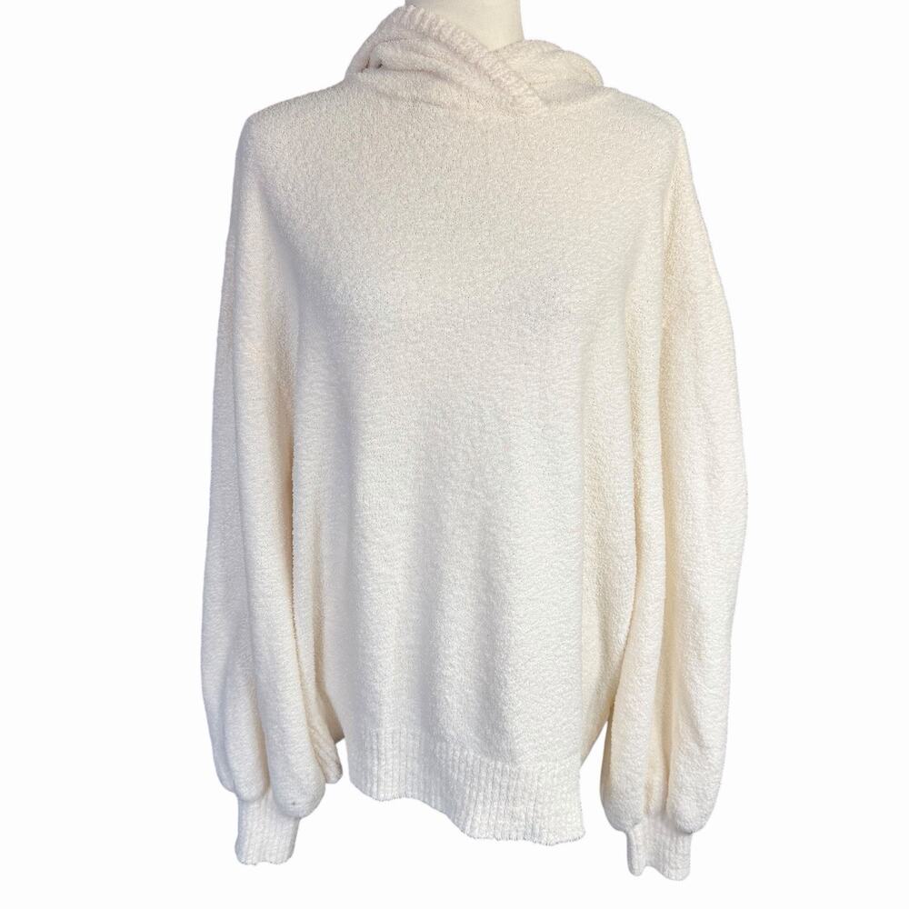 WEWOREWHAT BOUCLE KNIT IVORY Hoodie S/M Cozy Comfortable Relaxed Loungewear